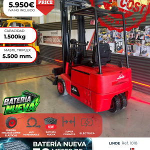 CARRETILLA ELEVADORA LINDE SEGUNDA MANO BATERIA NUEVA