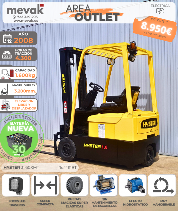 CARRETILLA ELEVADORA BATERÍA NUEVA - HYSTER