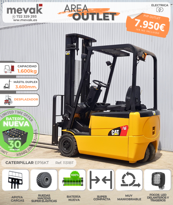 CARRETILLA ELEVADORA OCASIÓN CATERPILLAR BATERÍA NUEVA