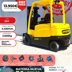 CARRETILLA ELEVADORA HYSTER SEGUNDA MANO BATERÍA NUEVA