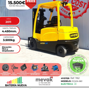 CARRETILLA ELEVADORA HYSTER SEGUNDA MANO BATERÍA NUEVA