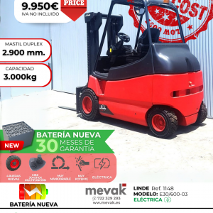 CARRETILLA ELEVADORA LINDE BATERÍA NUEVA