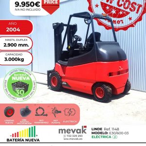 CARRETILLA ELEVADORA LINDE BATERÍA NUEVA