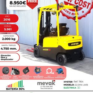 CARRETILLA ELEVADORA HYSTER SEMINUEVA BATERÍA 93%
