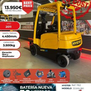 CARRETILLA ELEVADORA HYSTER SEGUNDA MANO BATERÍA NUEVA