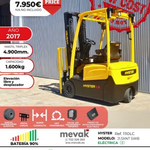 CARRETILLA ELEVADORA OCASION HYSTER BATERIA 90%