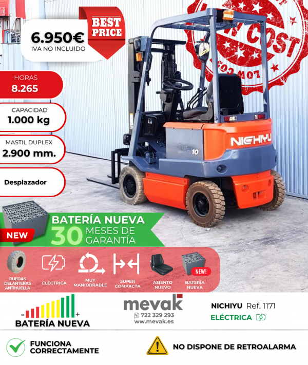 carretilla elevadora nichiyu bateria nueva