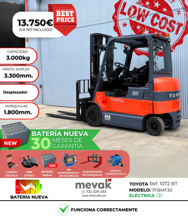 CARRETILLA ELEVADORA BATERIA NUEVA TOYOTA
