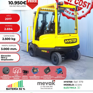 CARRETILLA ELEVADORA HYSTER SEGUNDA MANO BATERÍA 92%