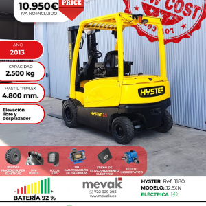 CARRETILLA ELEVADORA SEGUNDA MANO HYSTER BATERÍA 92%
