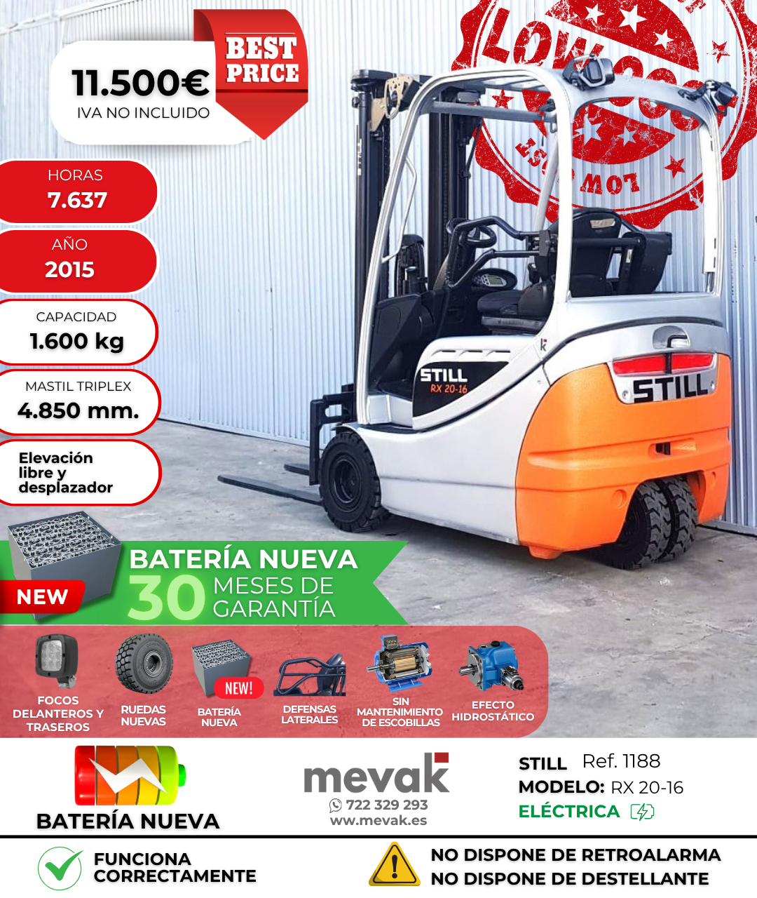 CARRETILLA ELEVADORA OCASION STILL BATERIA NUEVA