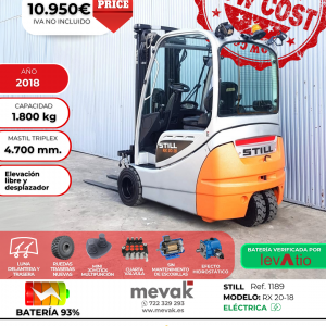 CARRETILLA ELEVADORA SEMINUEVA STILL BATERÍA 93%