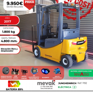 CARRETILLA ELEVADORA OCASIÓN JUNGHEINRICH BATERÍA 89%