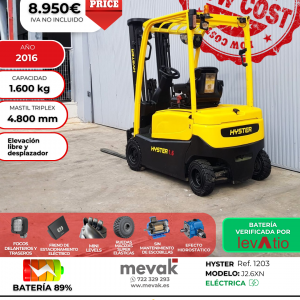 CARRETILLA ELEVADORA OCASION BATERIA 89%
