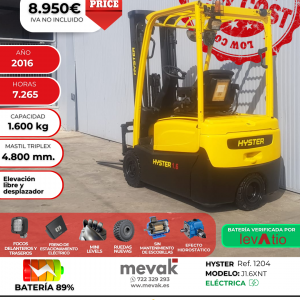 CARRETILLA ELEVADORA SEGUNDA MANO HYSTER BATERIA 89%