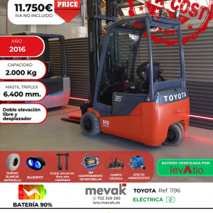 CARRETILLA ELEVADORA USADA TOYOTA BATERÍA 90%