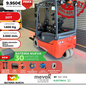 CARRETILLA ELEVADORA OCASIÓN BT BATERÍA NUEVA