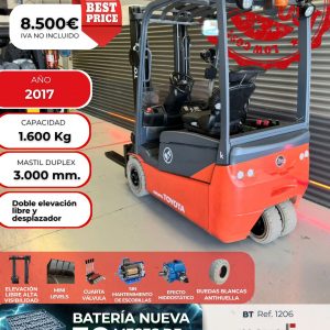CARRETILLA ELEVADORA OCASIÓN BT BATERÍA NUEVA