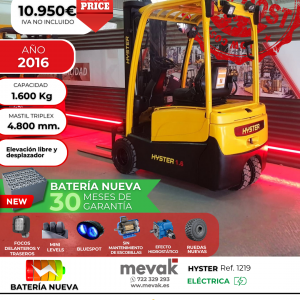CARRETILLA ELEVADORA OCASION HYSTER BATERIA NUEVA