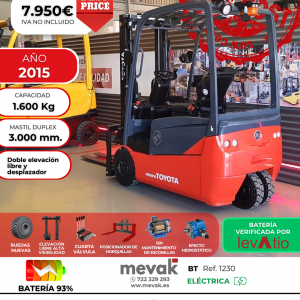 CARRETILLA ELEVADORA OCASION BT BATERÍA 93%