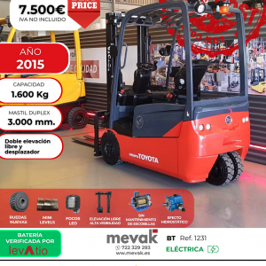 CARRETILLA ELEVADORA BT SEGUNDA MANO BATERÍA 93%