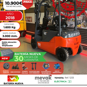 CARRETILLA ELEVADORA USADA TOYOTA BATERÍA NUEVA