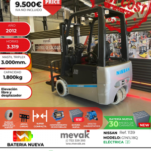 CARRETILLA ELEVADORA USADA NISSAN BATERIA NUEVA
