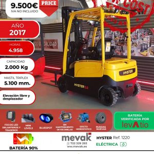 CARRETILLA ELEVADORA SEMINUEVA HYSTER BATERIA 90%
