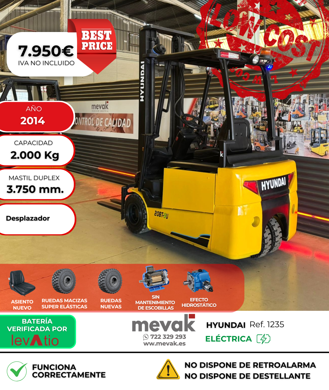 CARRETILLA ELEVADORA USADA HYUNDAI 2000 KG