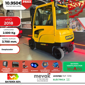 CARRETILLA ELEVADORA USADA HYSTER BATERÍA 92% VERIFICADA POR LEVATIO