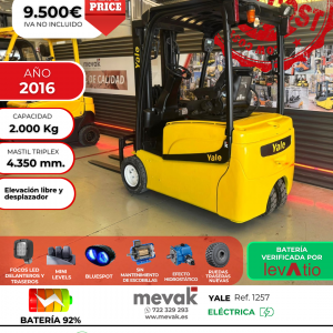 CARRETILLA ELEVADORA USADA YALE BATERÍA 92%