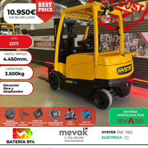 CARRETILLA ELEVADORA HYSTER SEGUNDA MANO BATERÍA 91% VERIFICADA POR LEVATIO