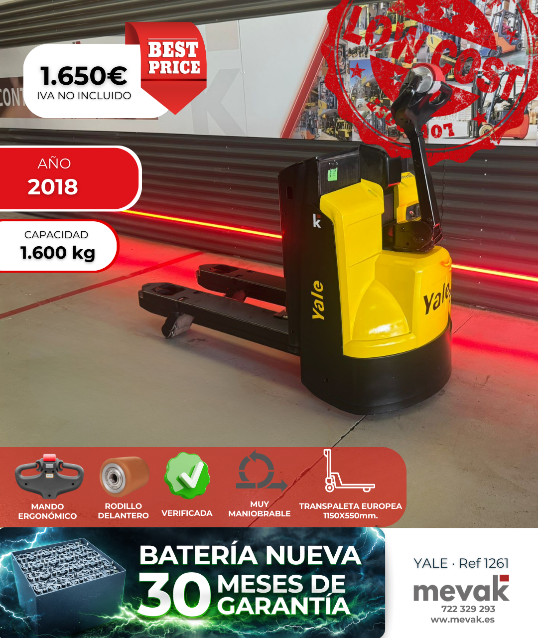 TRANSPALETA EUROPEA ELECTRICA SEGUNDA MANO