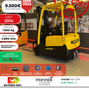 CARRETILLA ELEVADORA OCASION HYSTER BATERÍA 90% VERIFICADA POR LEVATIO