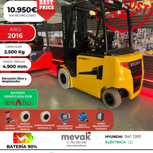 CARRETILLA ELEVADORA SEGUNDA MANO HYUNDAI BATERIA 90% VERIFICADA POR LEVATIO