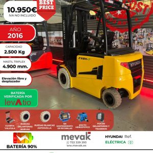 CARRETILLA ELEVADORA SEGUNDA MANO HYUNDAI BATERIA 90% VERIFICADA POR LEVATIO
