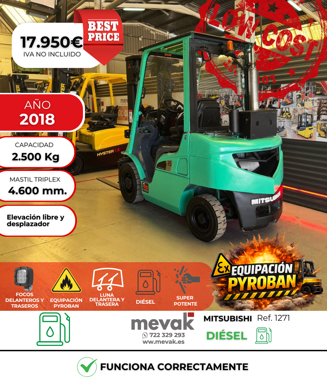 CARRETILLA ELEVADORA SEGUNDA MANO MITSUBISHI DIESEL