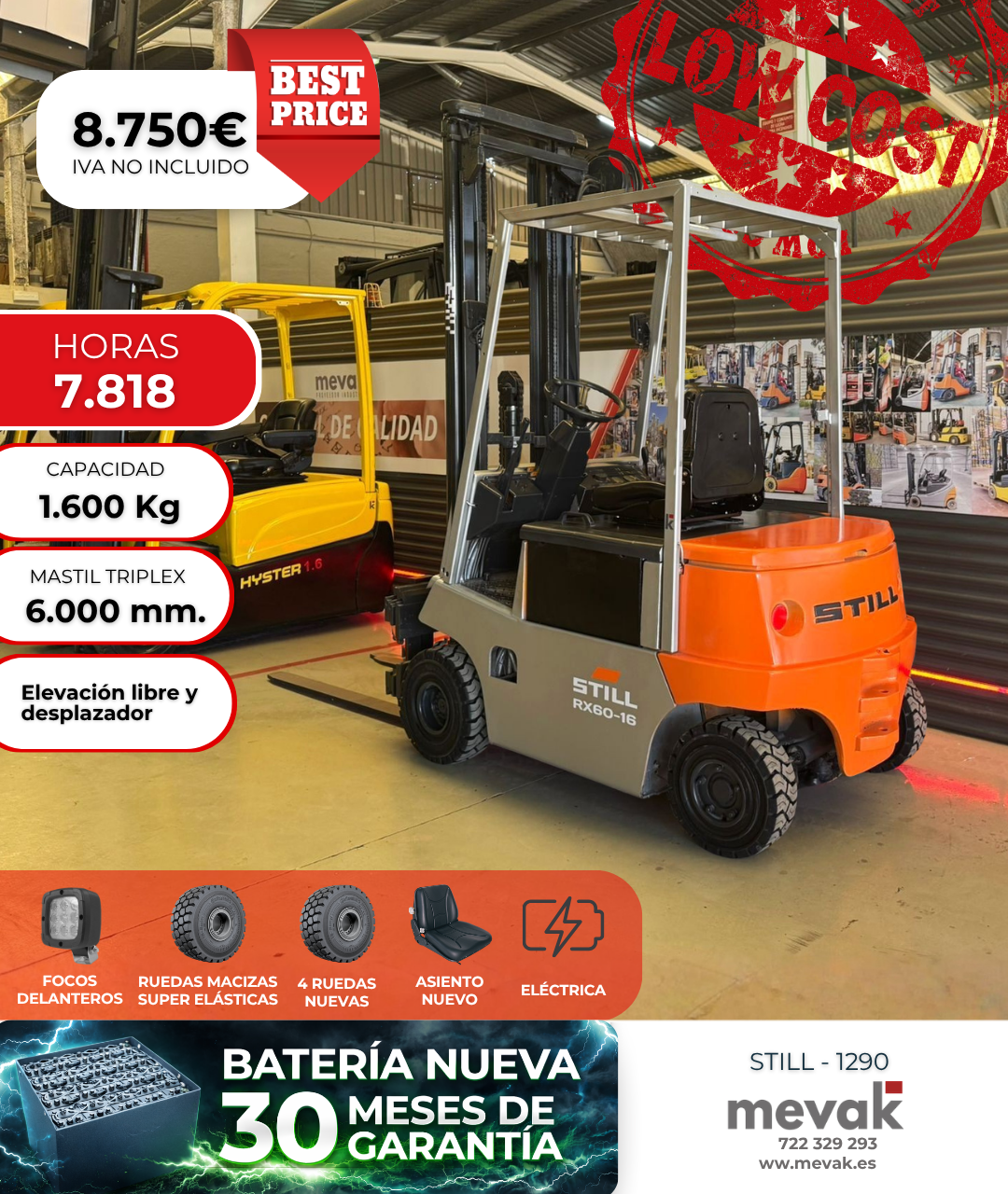 CARRETILLA ELEVADORA OCASION BATERIA NUEVA