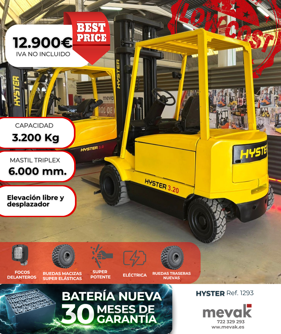 CARRETILLA ELEVADORA HYSTER OPORTUNIDAD BATERIA NUEVA