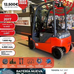 CARRETILLA ELEVADORA SEMINUEVA TOYOTA BATERIA NUEVA