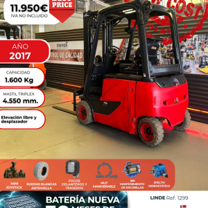 CARRETILLA ELEVADORA SEMINUEVA LINDE BATERIA NUEVA