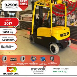 CARRETILLA ELEVADORA SEMINUEVA HYSTER BATERIA 90% VERIFICADA POR LEVATIO