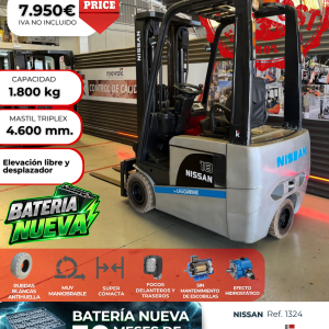 CARRETILLA ELEVADORA SEGUNDA MANO NISSAN BATERIA NUEVA