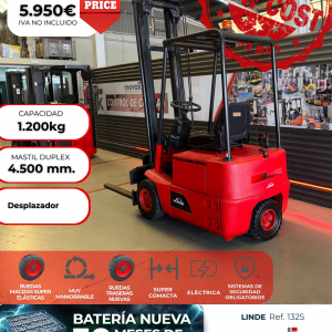 CARRETILLA ELEVADORA OCASION LINDE BATERIA NUEVA
