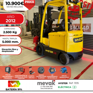 CARRETILLA ELEVADORA OCASION HYSTER BATERÍA 91% VERIFICADA POR LEVATIO