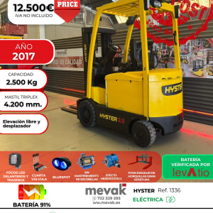 CARRETILLA ELEVADORA SEGUNDA MANO HYSTER BATERIA 93% VERIFICADA POR LEVATIO