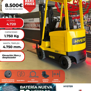 CARRETILLA ELEVADORA USADA HYSTER BATERÍA NUEVA