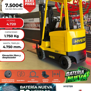 CARRETILLA ELEVADORA USADA HYSTER BATERÍA NUEVA