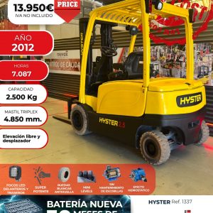 CARRETILLA ELEVADORA SEMINUEVA HYSTER BATERIA NUEVA