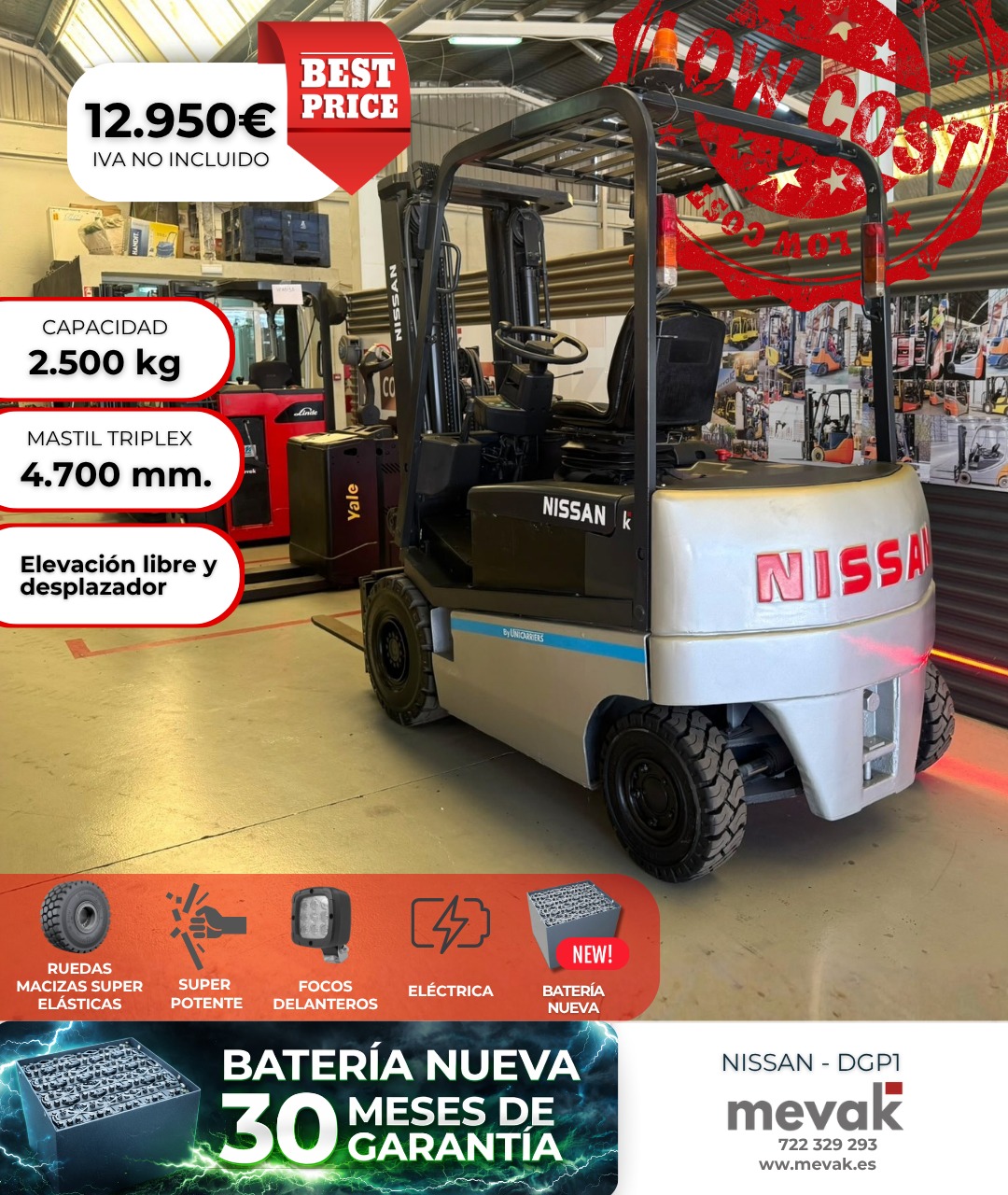 CARRETILLA ELEVADORA SEMINUEVA NISSAN BATERIA NUEVA